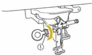 Technical diagram showing mechanical assembly with labeled component ① and directional arrow