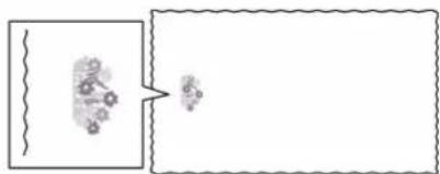 Diagram showing a wavy line and a small cluster of particles inside a rectangular boundary, likely illustrating a physical or mathematical concept.