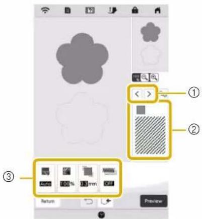 Screenshot of a mobile app interface showing UI elements and UI controls with labeled icons and settings