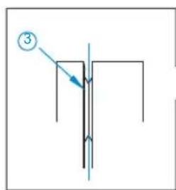 Technical diagram showing a mechanical joint or connection with labeled component ③