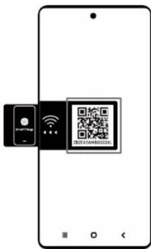 Mobile phone screen displaying a QR code and a card with Wi-Fi signal, likely for mobile payment or scanning.