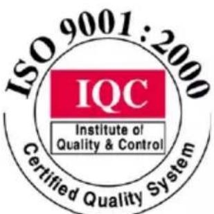 ISO 9001:2000 IQC Institute of Quality & Control Certified Quality System