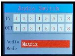 Audio Switch IN 1 2 3 4 5 6 7 8 OUT 1 2 3 4 5 6 7 8 Audio Mode Matrix