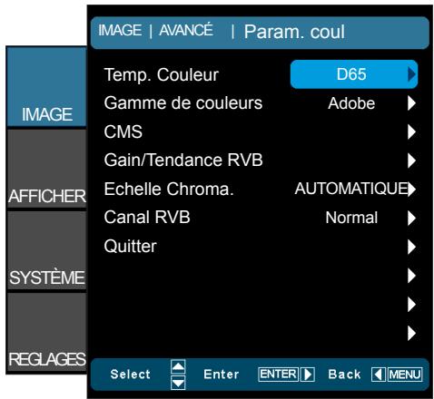 OPTOMA HD91 - IMAGE | Avancé | Param. coul - 1
