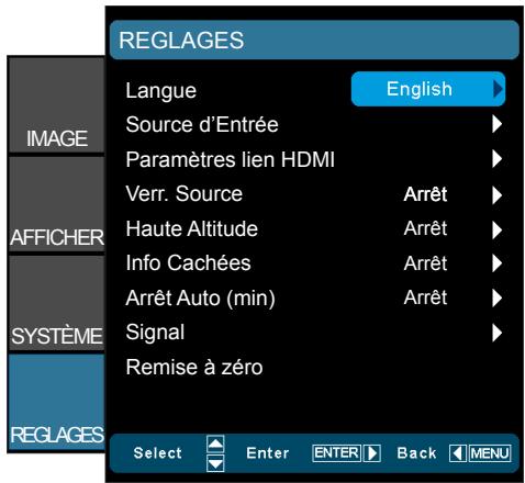 OPTOMA HD91 - REGLAGES - 1