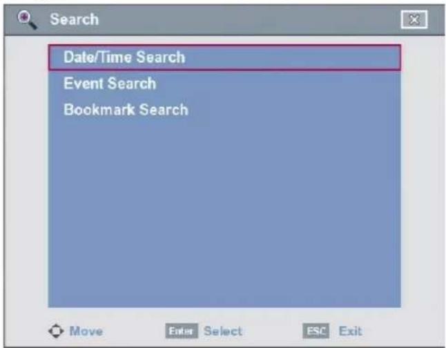 Search Date/Time Search Event Search Bookmark Search Move Enter Select ESC Exit