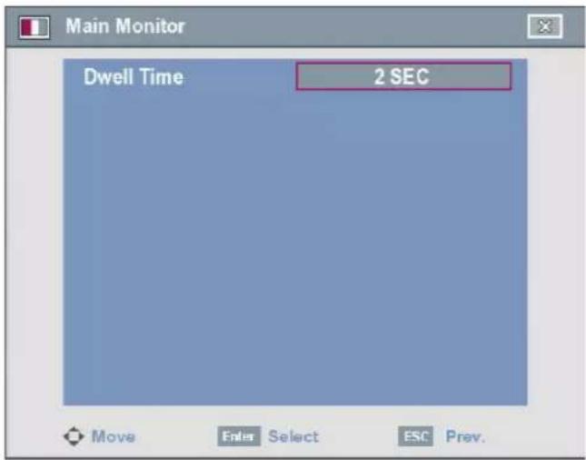 Main Monitor Dwell Time 2 SEC Move Enter Select ESC Prev.