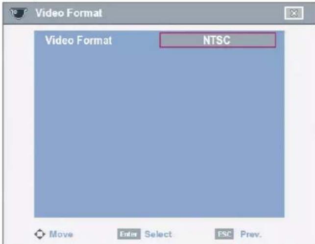 Video Format Video Format NTSC Move Enter Select ESC Prev.