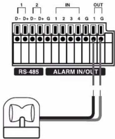 1 2 IN OUT D- D+ D- D+ G 1 2 3 4 G 1 G RS-485 ALARM IN/OUT