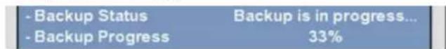 - Backup Status Backup is in progress... - Backup Progress 33%
