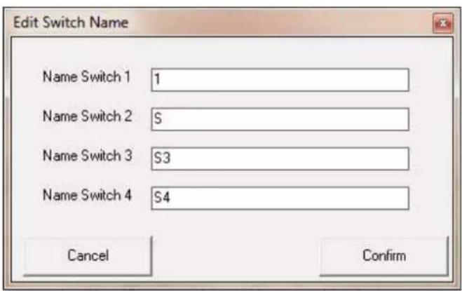 Edit Switch Name Name Switch 1 1 Name Switch 2 S Name Switch 3 S3 Name Switch 4 S4 Cancel Confirm