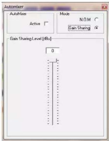 Automixer AutoMixer Active Mode NOM Gain Sharing Gain Sharing Level [dBu] 0