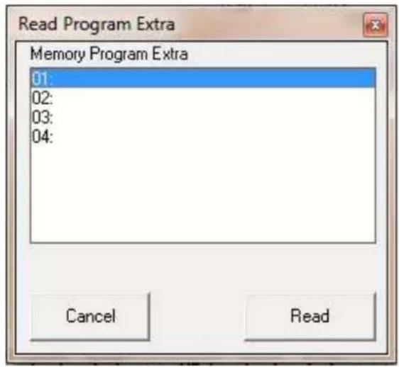 Read Program Extra Memory Program Extra 01: 02: 03: 04: Cancel Read