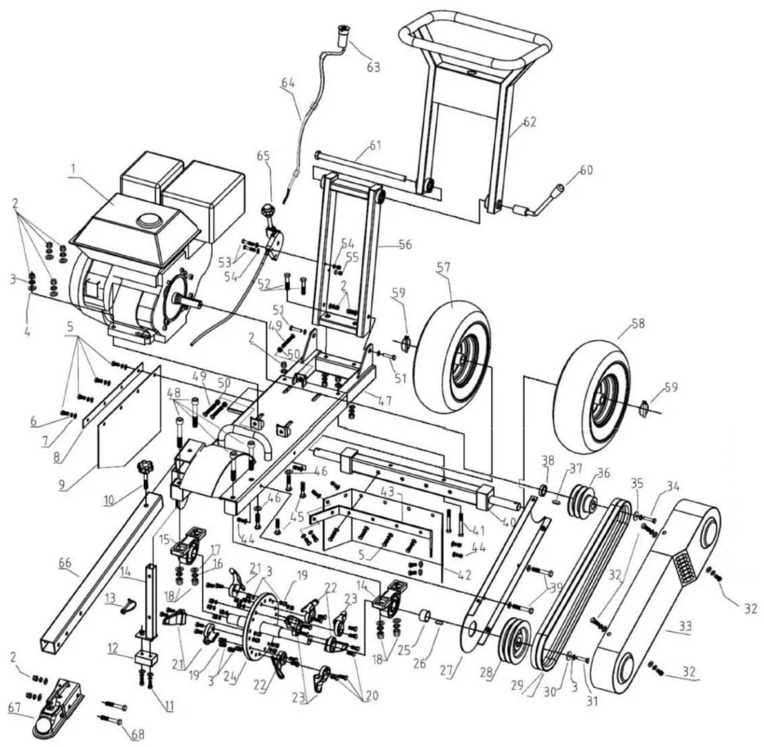Technical diagram of an automotive assembly with numbered components for identification