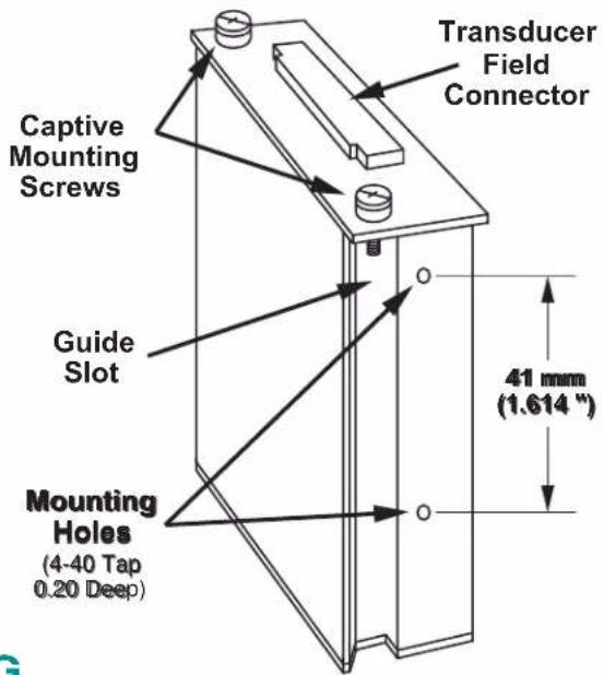 Transducer Field Connector Captive Mounting Screws Guide Slot Mounting Holes (4-40 Tap 0.20 Deep) 41 mm (1.614")