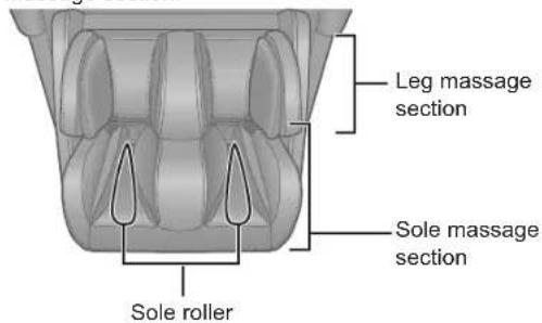 Leg massage section. Sole massage section. Sole roller.