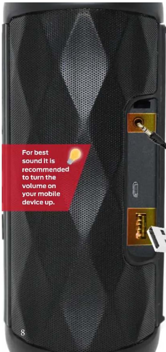 For best sound it is recommended to turn the volume on your mobile device up.