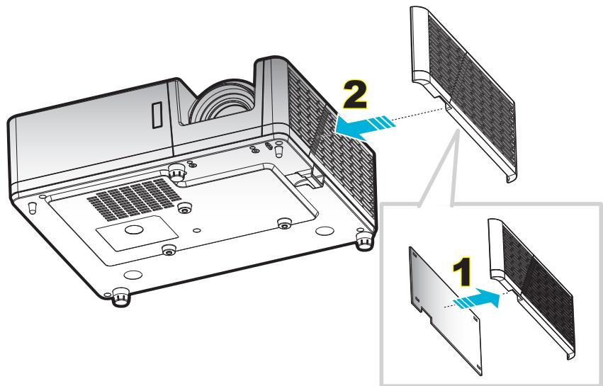 OPTOMA HZ40 - Installer et nettoyer le filtre à poussière - 1