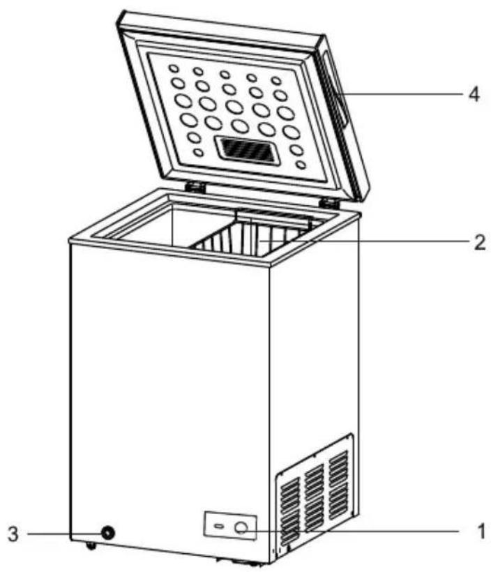 Technical diagram of a microwave oven with labeled parts including top, front, and side views