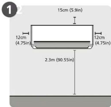 15cm (5.9in) 12cm (4.75in) 12cm (4.75in) 2.3m (90.55in)