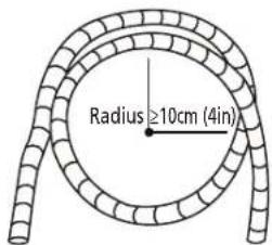 Radius ≥10cm (4in)