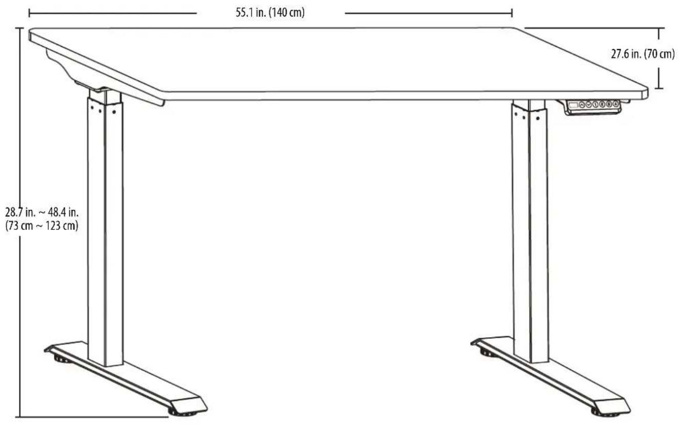 55.1 in. (140 cm) 27.6 in. (70 cm) 28.7 in. ~ 48.4 in. (73 cm ~ 123 cm)