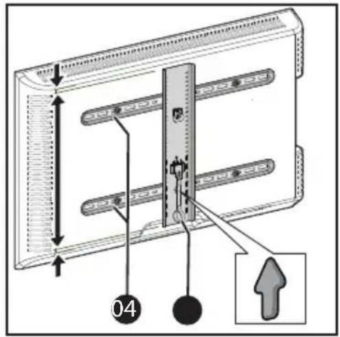 Technical diagram of a device panel with labeled components and directional arrows indicating movement or assembly.