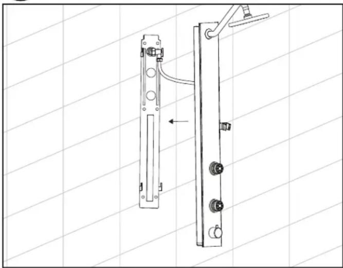 Technical line drawing of a mechanical device with attached components and a directional arrow (no text or symbols)
