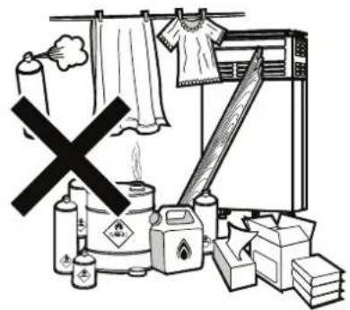 Illustration showing a crossed-out box with a cross symbol, indicating a warning or rejection of clothing items.