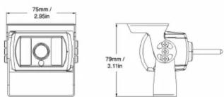 75mm / 2.95in 79mm / 3.11in