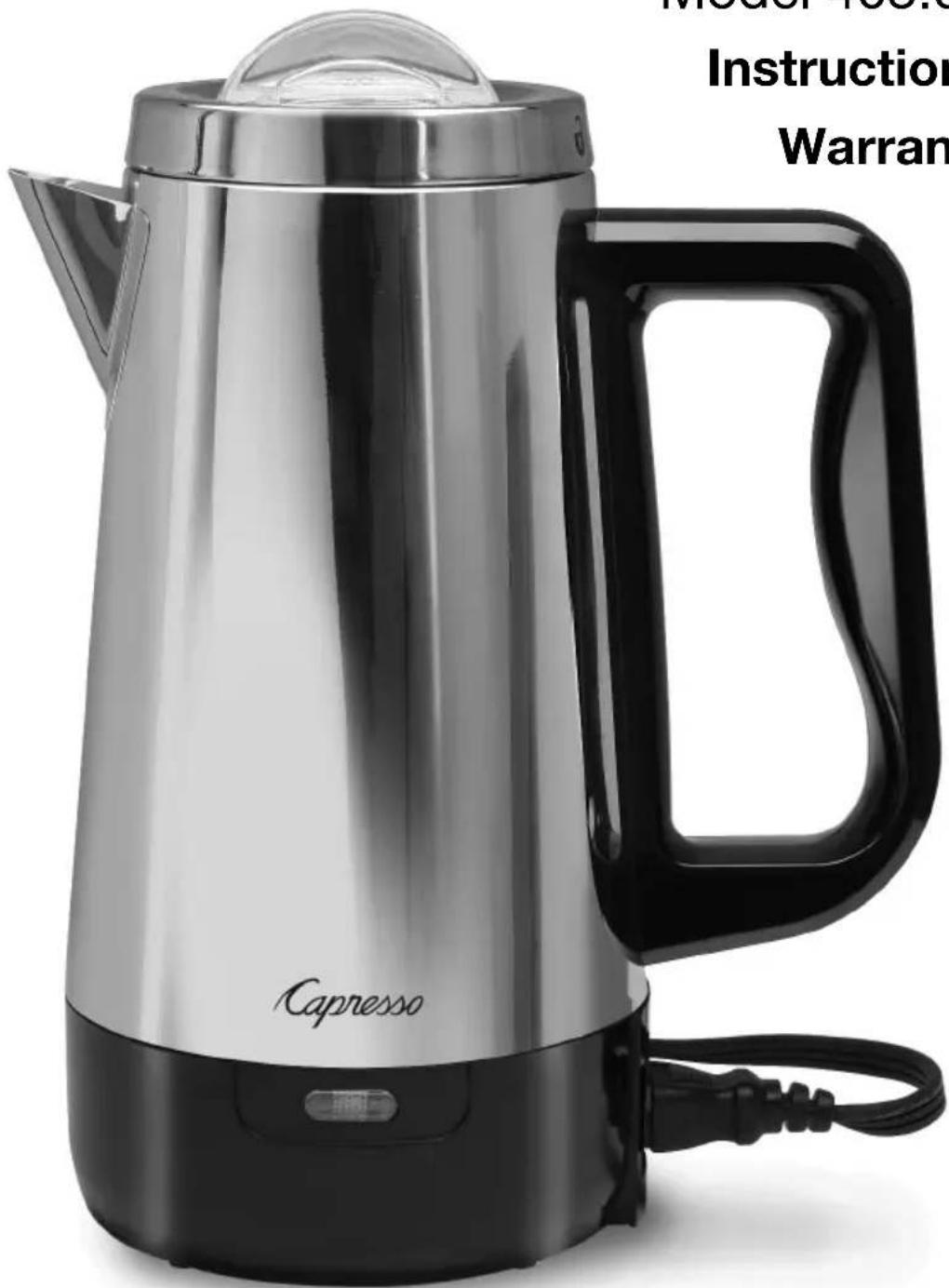 Capresso Model 100.0 Instruction Warran
