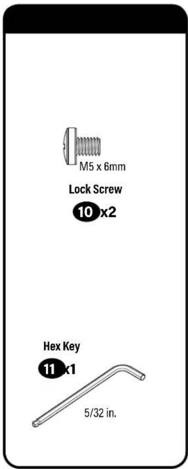 M5 x 6mm Lock Screw 10 x2 Hex Key 11 x1 5/32 in.
