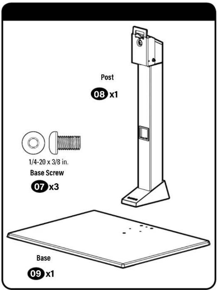 Post 08 x1 1/4-20 x 3/8 in. Base Screw 07 x3 Base 09 x1