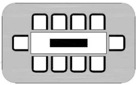Pure diagram of a rectangular layout with internal compartments and no text or symbols