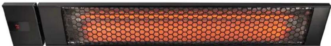 Exterior view of a black rectangular heating element with hexagonal heat sink (no text or symbols visible)