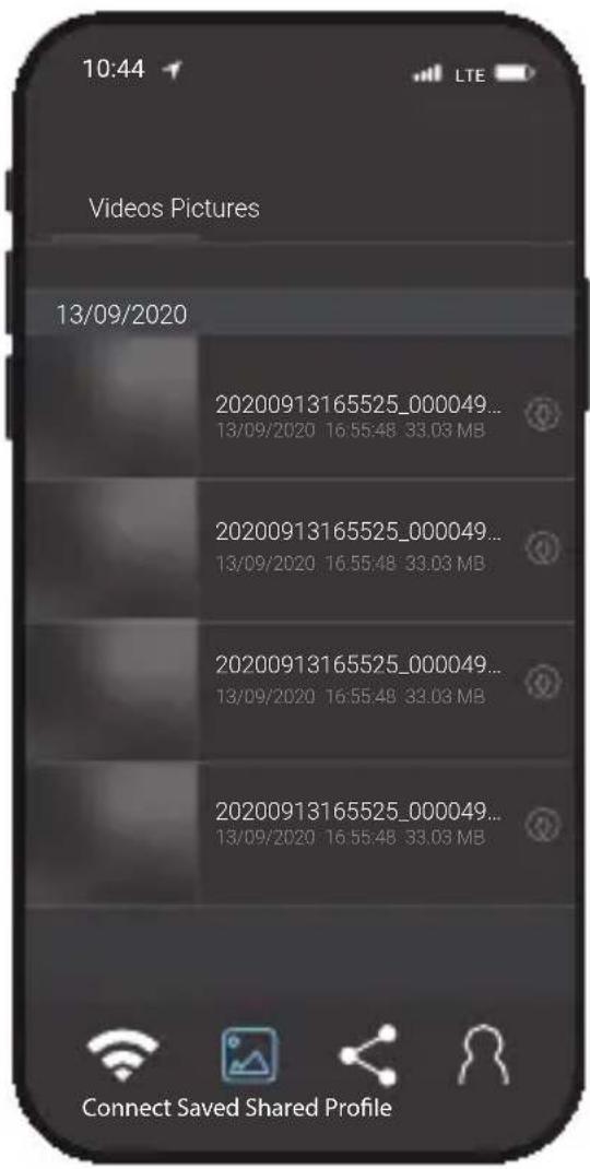 10:44 LTE Videos Pictures 13/09/2020 20200913165525_000049... 13/09/2020 16:55:48 33.03 MB 20200913165525_000049... 13/09/2020 16:55:48 33.03 MB 20200913165525_000049... 13/09/2020 16:55:48 33.03 MB 13/09/2020 16:55:48 33.03 MB 20200913165525_000049... 13/09/2020 16:55:48 33.03 MB Connect Saved Shared Profile