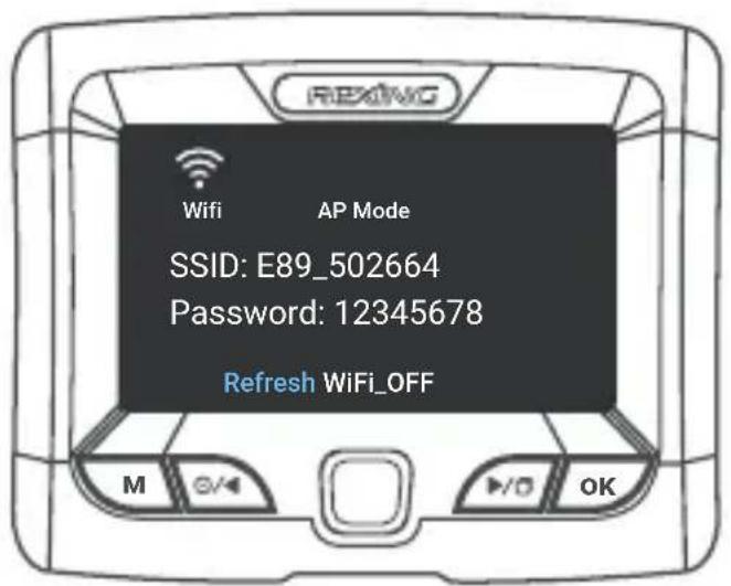 Wi-Fi AP Mode SSID: E89_502664 Password: 12345678 Refresh WiFi_OFF M OK