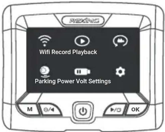 RECKING Wifi Record Playback Parking Power Volt Settings M 0/4 OK