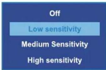 Off Low sensitivity Medium Sensitivity High sensitivity