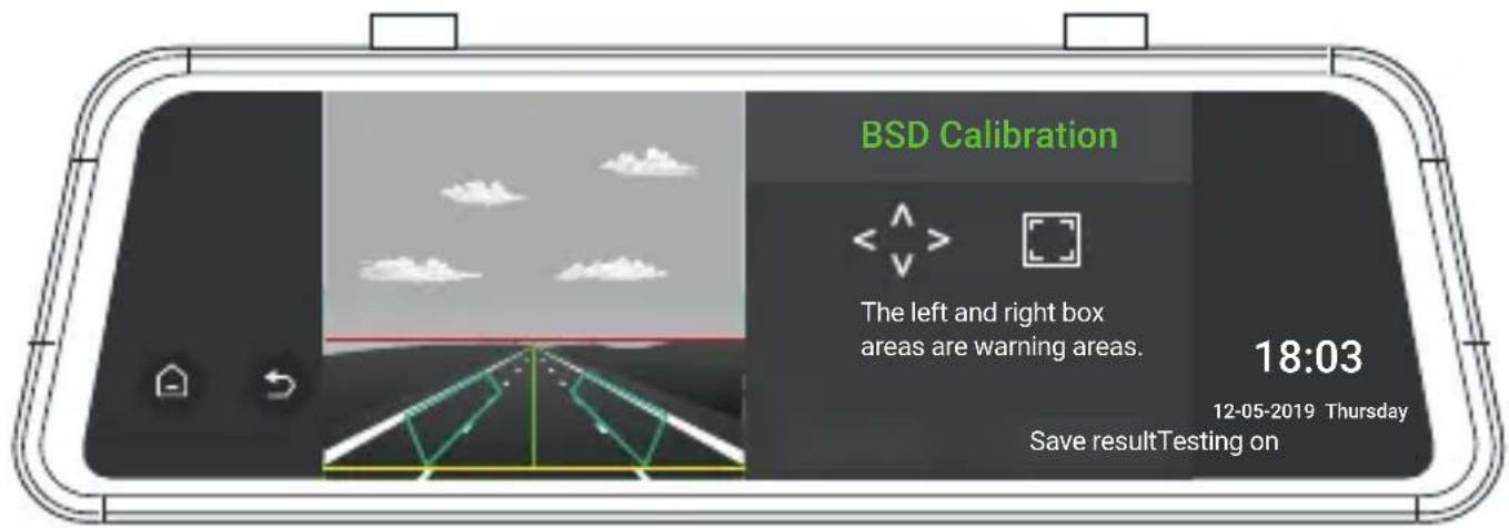 BSD Calibration The left and right box areas are warning areas. 18:03 12-05-2019 Thursday Save resultTesting on