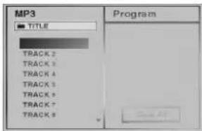 MP3 TITLE TRACK 2 TRACK 3 TRACK 4 TRACK 5 TRACK 6 TRACK 7 TRACK 8 Program
