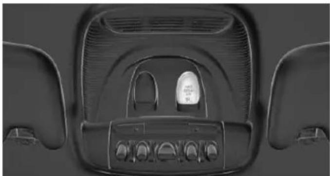 Top-down view of a car seatbelt with control panel and door (no visible text or symbols)