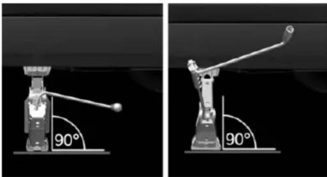 Two identical illustrations of a robotic arm with a 90-degree angle measurement, shown from different angles (no text or symbols on the figures themselves)