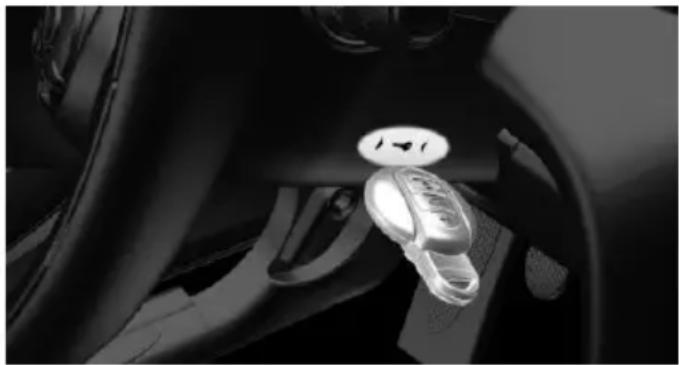 Close-up of a car interior showing the steering wheel and dashboard (no visible text or symbols)