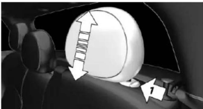 Close-up of a car's head and neck showing a white car wheel with directional arrows indicating motion or movement (no text or symbols)