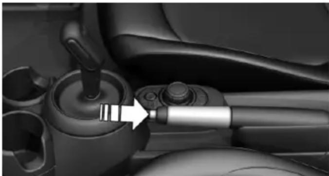 Close-up of a car gear shift lever mechanism (no text or symbols visible)