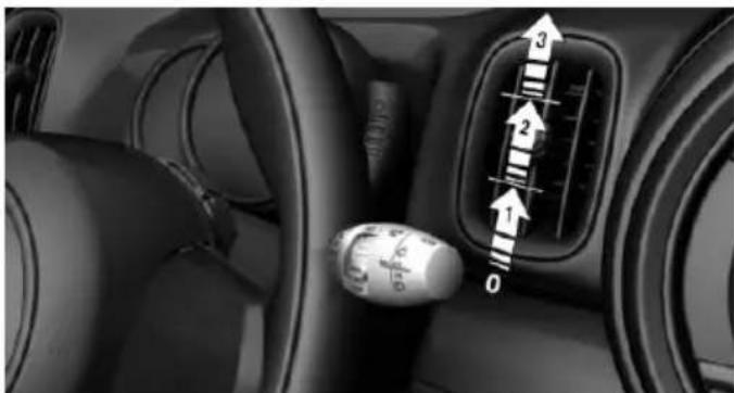Interior view of a car dashboard with steering wheel and directional arrows indicating flow or movement (no text or symbols)