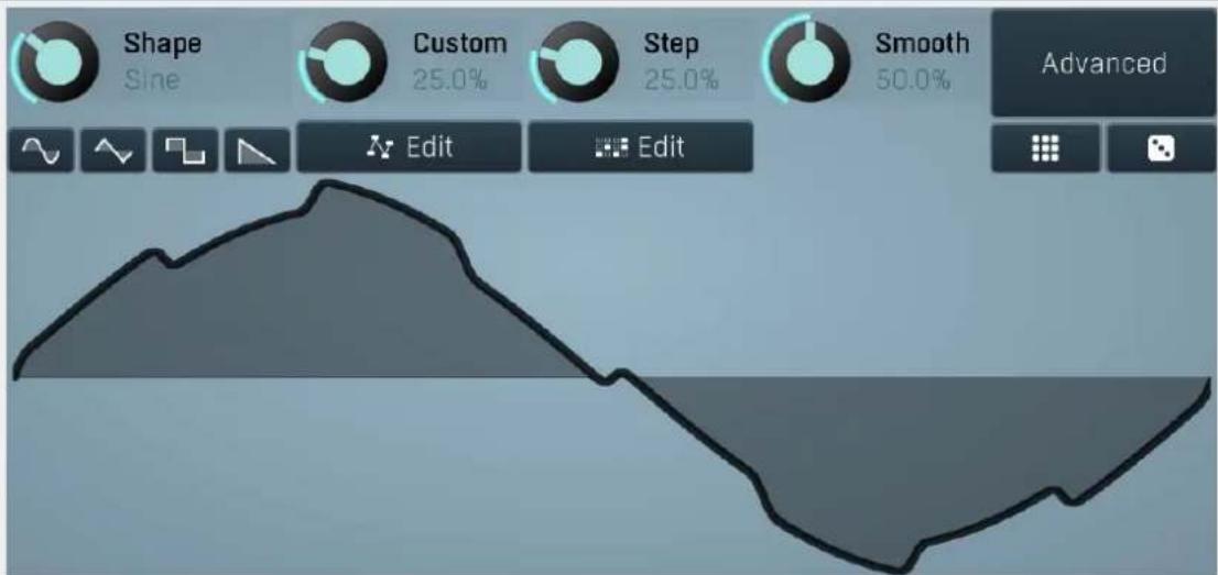 Shape Sine Custom 25.0% Step 25.0% Smooth 50.0% Advanced Edit Edit