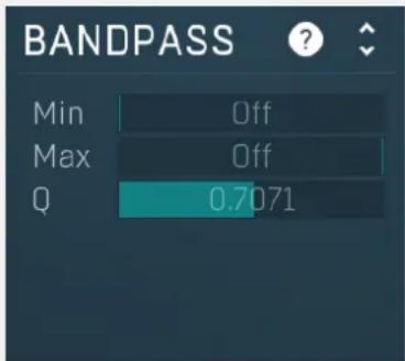 BANDPASS Min Off Max Off Q 0.7071