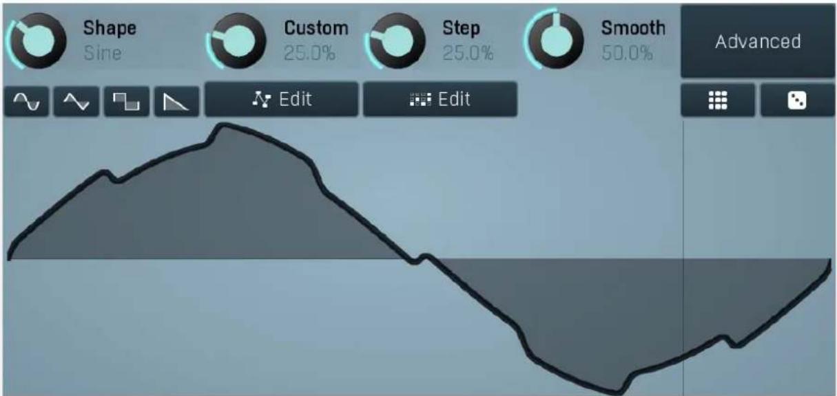Shape Sine Custom 25.0% Step 25.0% Smooth 50.0% Advanced Edit Edit